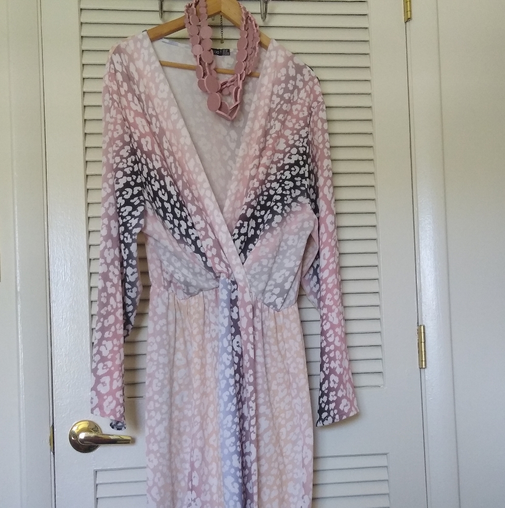 Pink, Black, and White Spotted Dress